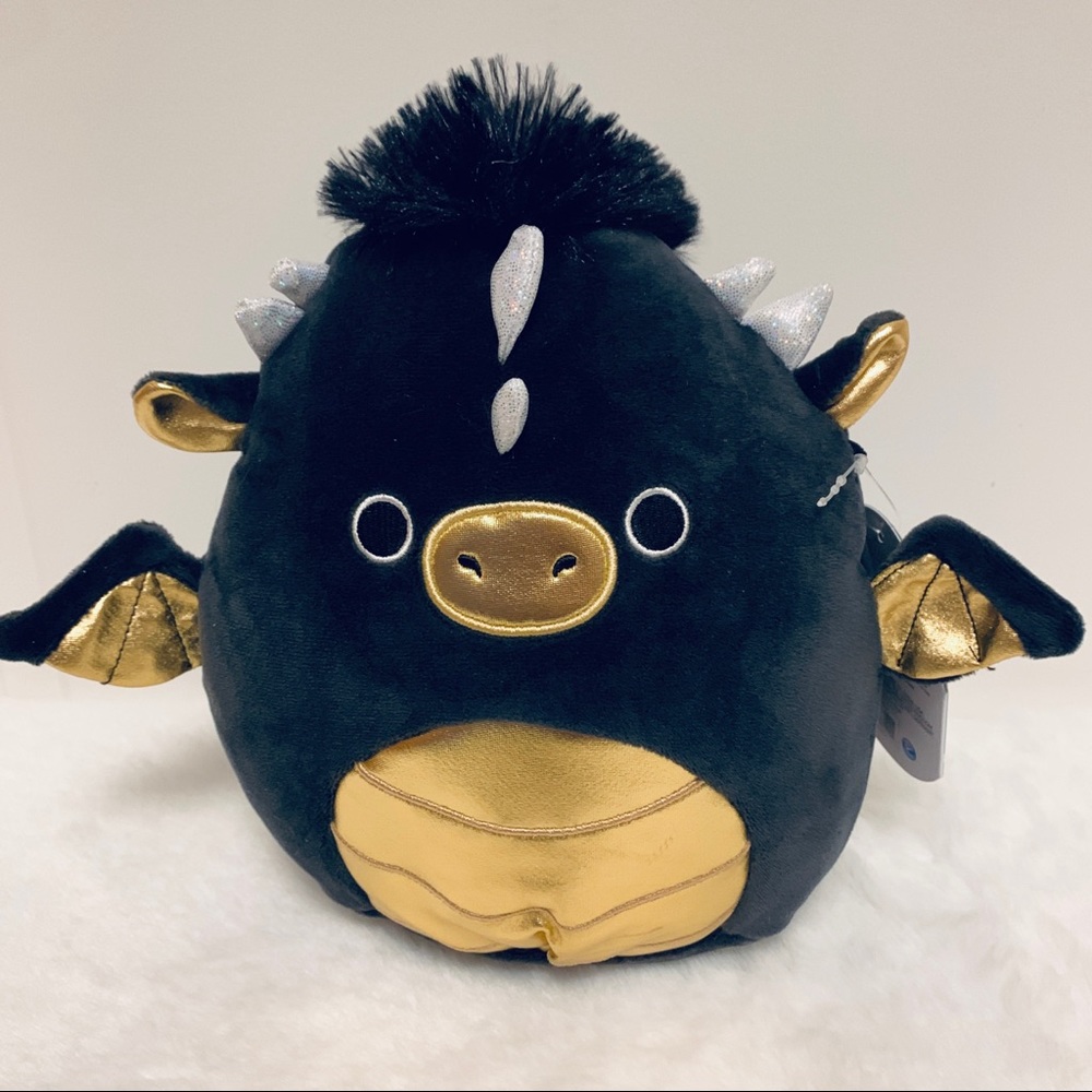 Squishmallow Luxmen Dragon 🐲, Black & Gold, Imported 🇺🇸, 7.5” New